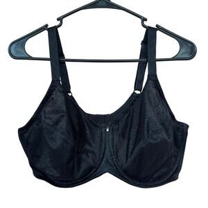 Lilyette 400 Full Figure Mesh Minimizer Bra Black 40D Underwire Adjustable Strap